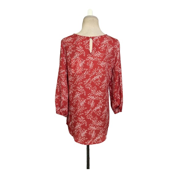 41 Hawthorne Clarita Orange Floral Front Pleat Detail 3/4 Sleeves Blouse size S - Picture 11 of 12